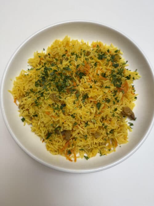 Basmati Rice With Golden Raisins and Carrots